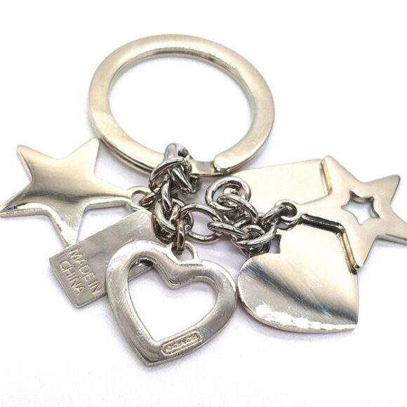 Vintage COACH Hearts and Stars Multi Keychain Fob Purse Charm #FS1628 - Picture 2 of 3